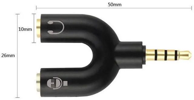 Alt view image 3 of 5 - 4 Position 3.5mm Stereo Splitter Audio to Mic Headset Jack Plug Y Adapter Black