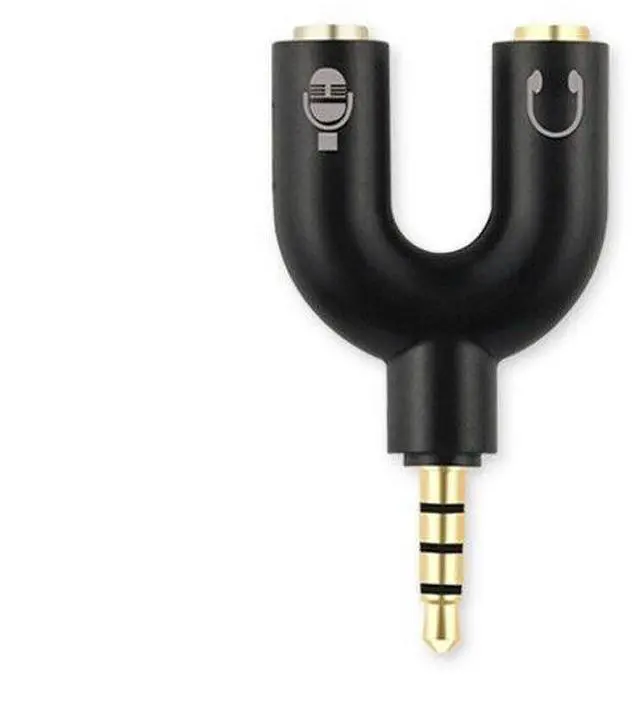Alt view image 4 of 5 - 4 Position 3.5mm Stereo Splitter Audio to Mic Headset Jack Plug Y Adapter Black