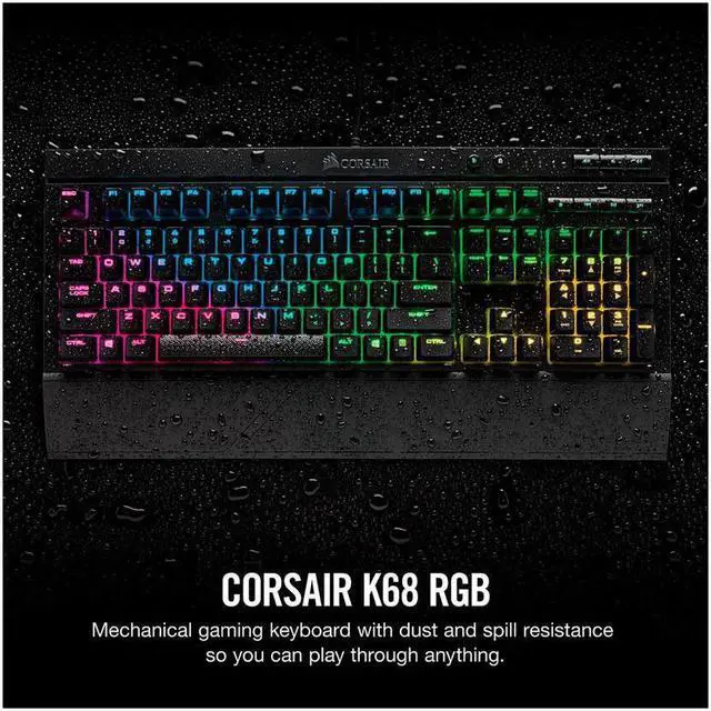 Alt view image 3 of 7 - CORSAIR K68 RGB Mechanical Gaming Keyboard, Backlit RGB LED, Cherry MX Blue, Dust and Spill Resistant