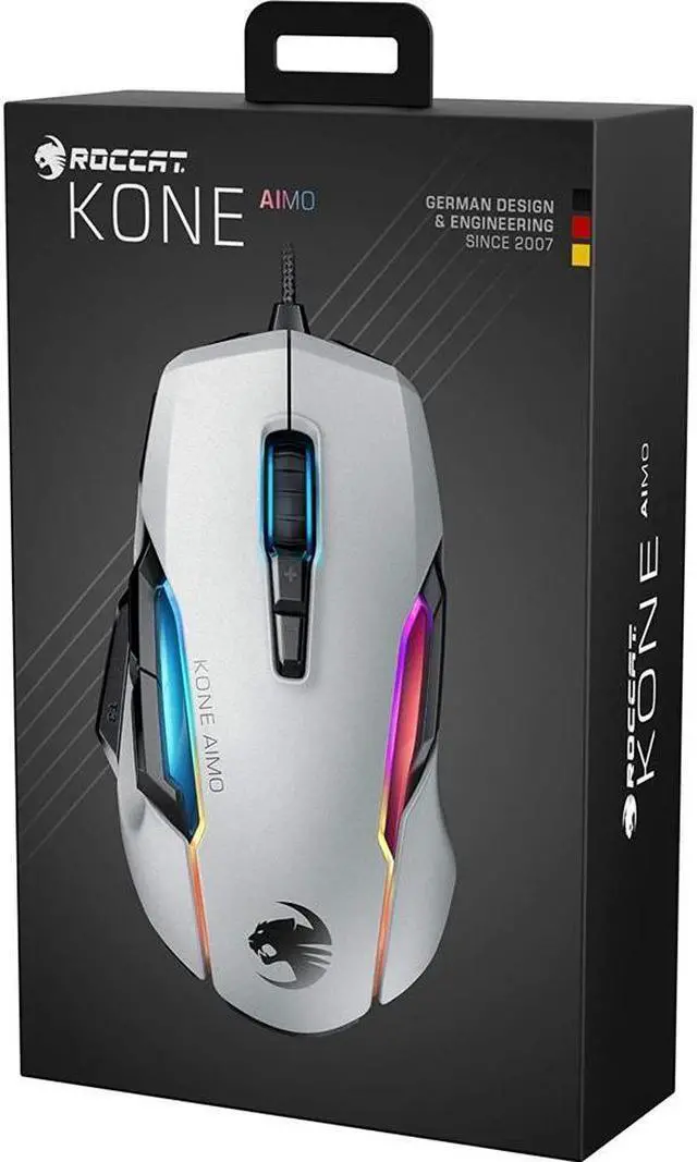 Alt view image 6 of 6 - ROCCAT Kone AIMO Remastered PC Gaming Mouse, Ergonomic Performance Wired Computer Mouse, RGB Lighting, LED Illumination, High Precision, 16.000 DPI Optical Owl-Eye Sensor, 23 Programmable Keys, White