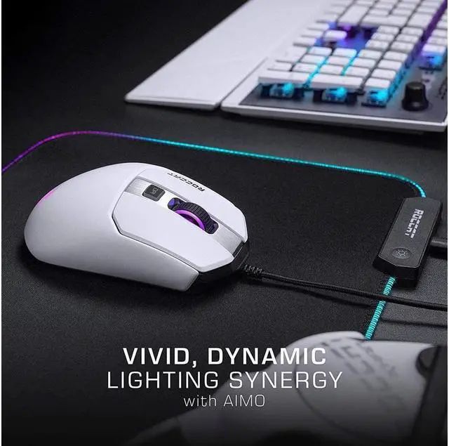 Alt view image 7 of 7 - ROCCAT Kain 120 AIMO ROC-11-612-WE White 1 x Wheel USB Wired Optical Titan-Click RGB Gaming Mouse