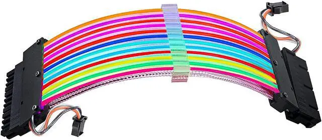 Alt view image 3 of 7 - 24 Pin Plus Addressable RGB ATX Power Extension Cable - 5V 3Pin ARGB PSU Cable