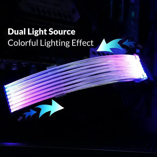Alt view image 4 of 7 - 2 x 8 Pin(6+2) Addressable RGB GPU Power Extension Cable