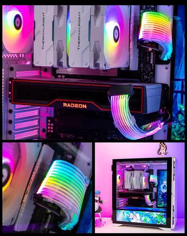 Alt view image 6 of 6 - 3 x 8 Pin(6+2) Addressable RGB GPU Power Extension Cable