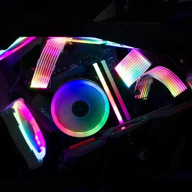 Alt view image 7 of 7 - 2 x 8 Pin(6+2) Addressable RGB GPU Power Extension Cable