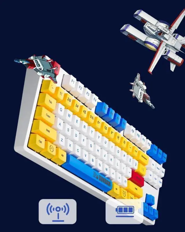 Alt view image 2 of 7 - iKBC X GUNDAM RX-78-2 Limited Version Cherry MX Brown Switch 87 Keys 2.4G Wireless Mechanical Gaming Keyboard and Optical 5000DPI USB Wired Gaming Mouse Set