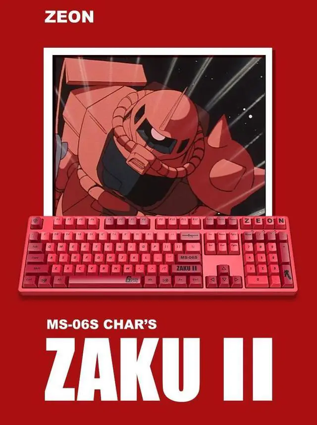 Alt view image 3 of 7 - iKBC X GUNDAM ZAKU ? Limited Version USB Wired Mechanical Gaming Keyboards - Cherry MX Red