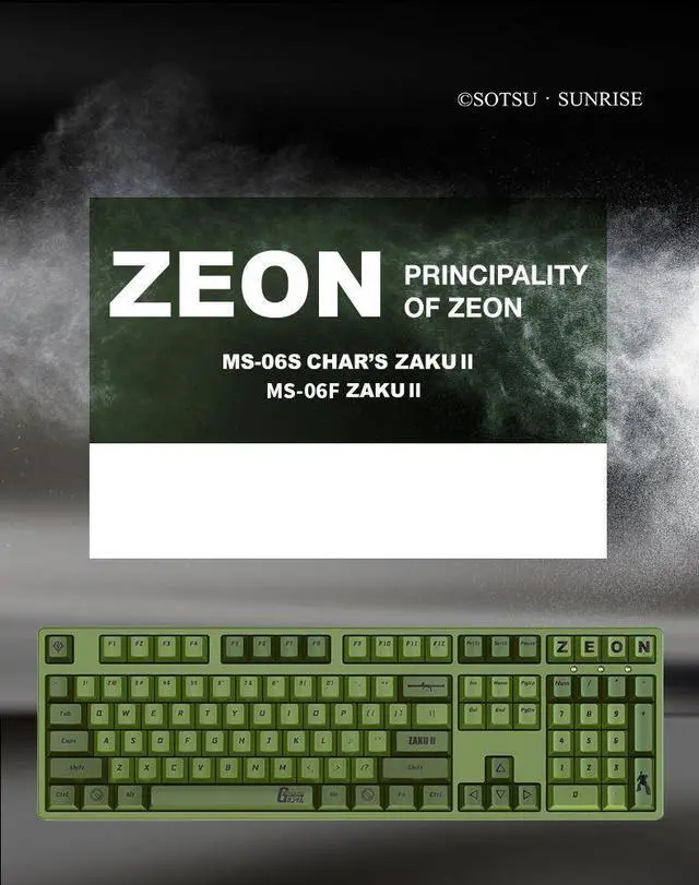 Alt view image 5 of 7 - iKBC X GUNDAM ZAKU ? Limited Version USB Wired Mechanical Gaming Keyboards - Cherry MX Red