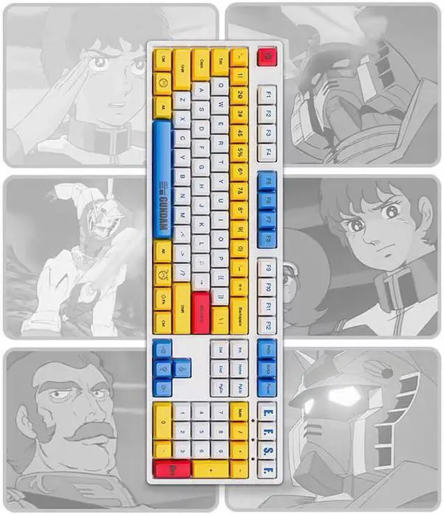 Alt view image 3 of 7 - iKBC X GUNDAM RX-78-2 Limited Version Cherry MX Brown Switch 108 Keys USB Wired Mechanical Gaming Keyboard and Optical 5000DPI Wired Gaming Mouse Set