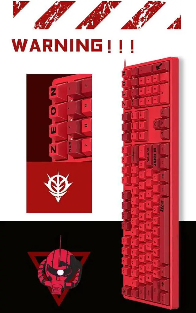 Alt view image 6 of 7 - iKBC X GUNDAM ZAKU ? Limited Version USB Wired Mechanical Gaming Keyboards - Cherry MX Red