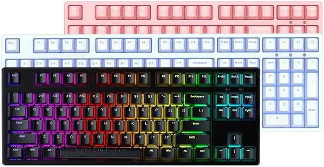 Alt view image 7 of 7 - iKBC F400 87 Keys USB Wired RGB Backlit Mechanical Gaming Keyboard Black PBT Keycaps - Cherry Red Switch