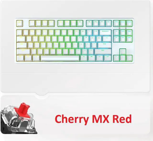 Main image of iKBC F400 87 Keys USB Wired RGB Backlit Mechanical Gaming Keyboard White PBT Keycaps - Cherry Red Switch
