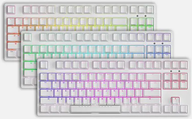 Alt view image 2 of 7 - iKBC F400 87 Keys USB Wired RGB Backlit Mechanical Gaming Keyboard White PBT Keycaps - Cherry Red Switch