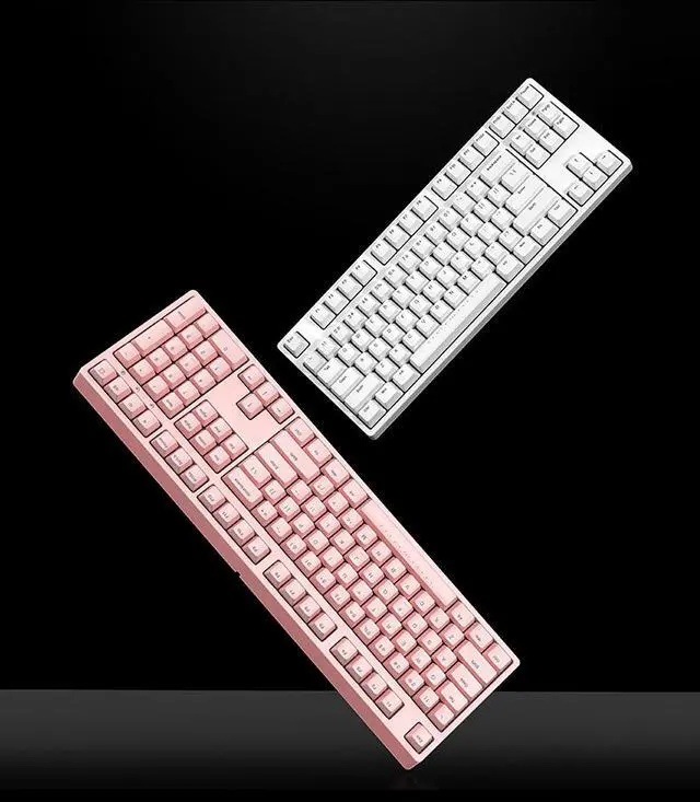 Alt view image 6 of 6 - iKBC F87 87 Keys USB Wired Blue LED Backlit Mechanical Gaming Keyboard White PBT Keycaps - Cherry Red Switch
