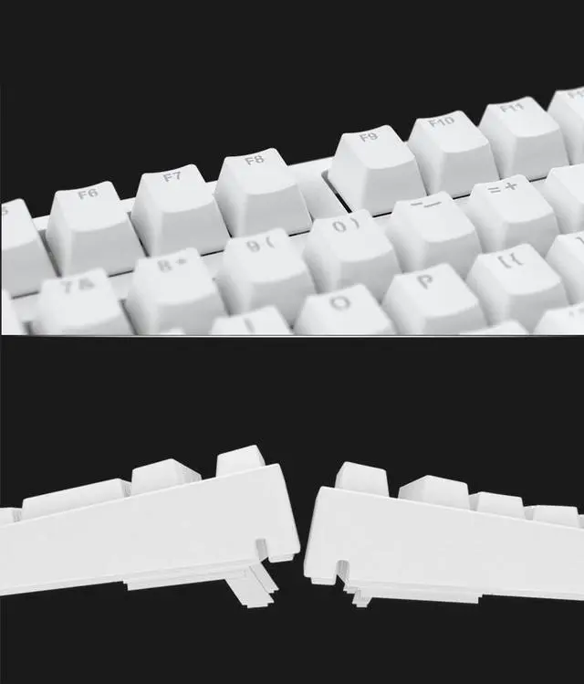 Alt view image 4 of 7 - iKBC F87 87 Keys USB Wired Blue LED Backlit Mechanical Gaming Keyboard White PBT Keycaps - Cherry Blue Switch