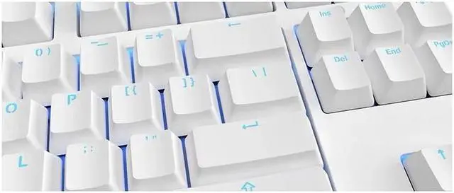 Alt view image 2 of 6 - iKBC F87 87 Keys USB Wired Blue LED Backlit Mechanical Gaming Keyboard White PBT Keycaps - Cherry Red Switch