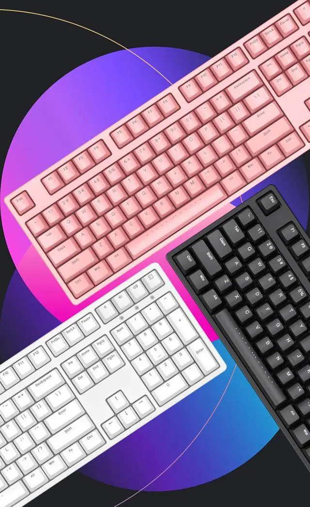 Alt view image 6 of 6 - iKBC F87 87 Keys USB Wired White LED Backlit Mechanical Gaming Keyboard Black PBT Keycaps - Cherry Red Switch