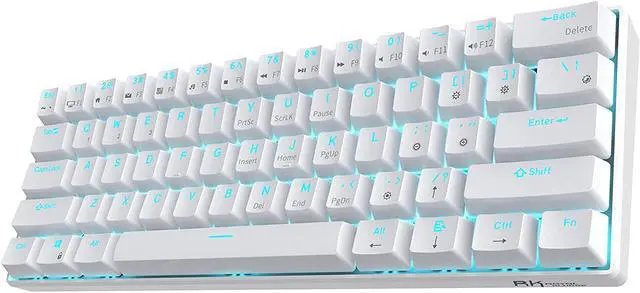 Main image of Royal Kludge RK61 2.4Ghz Wireless / Bluetooth 5.1 / USB Wired 60% Blue Backlit Mechanical Gaming Keyboard - 61 Keys Ultra-Compact - White ABS Keycap - Blue Switch