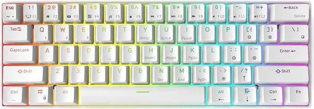 Alt view image 2 of 7 - Royal Kludge RK61 2.4Ghz Wireless / Bluetooth 5.1 / USB Wired 60% RGB Backlit Mechanical Gaming Keyboard - 61 Keys Ultra-Compact - White ABS Keycap - Blue Switch