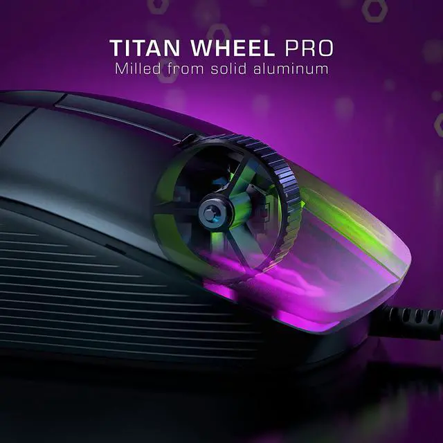 Alt view image 3 of 7 - ROCCAT Kone Pro Lightweight Ergonomic Wired Gaming Mouse - 19K DPI Optical Sensor - AIMO RGB Lighting - Titan Scroll Wheel - Honeycomb Shell - Black