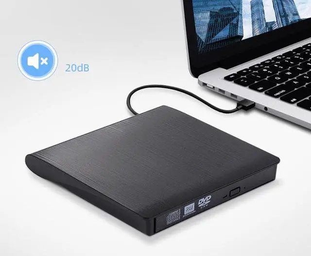 Alt view image 5 of 7 - USB 3.0 Portable Lightscribe External Optical Drive Slim CD/DVD +/-RW Burner Player - Brushed Metal Texture - Plug and Play - for Mac PC Windows11/10/8/7 Linux OS