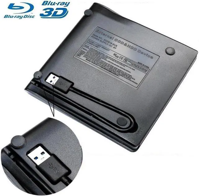 Alt view image 5 of 6 - Portable External 3D Blu-ray Drive Slim USB 3.0 and Type-c Bluray CD/DVD Burner Blu Ray Player - Supports Burning Blu-ray Disc - Brushed Metal Texture - for Mac PC Windows11/10/8/7 Linux OS