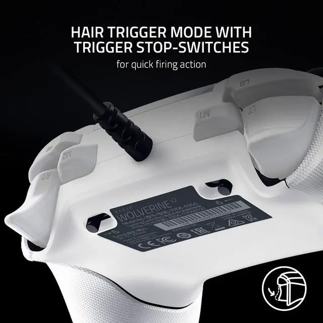Alt view image 4 of 6 - Wolverine V2 Wired Gaming Controller for Xbox Series X: Remappable Front-Facing Buttons - Mecha-Tactile Action Buttons and D-Pad - Hair Trigger Mode with Trigger Stop-Switches - White