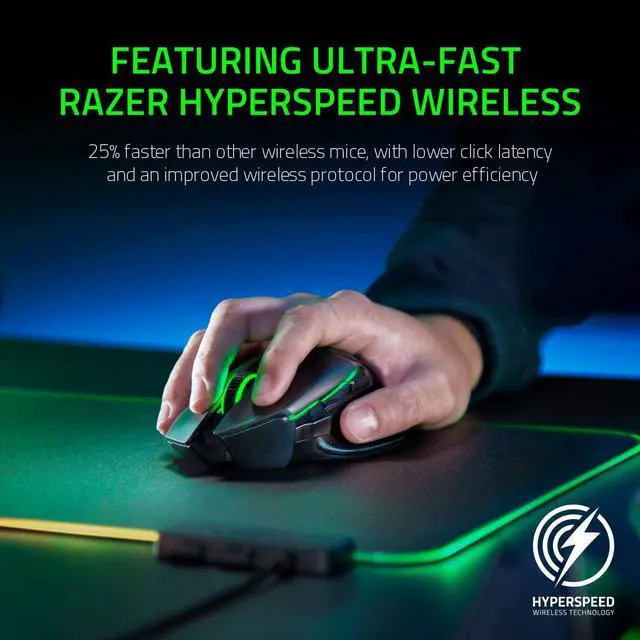 Alt view image 2 of 6 - Basilisk Ultimate HyperSpeed Wireless Gaming Mouse with Charging Dock: Fastest Gaming Mouse Switch - 20K DPI Optical Sensor - Chroma RGB - 11 Programmable Buttons - 100 Hr Battery - Black