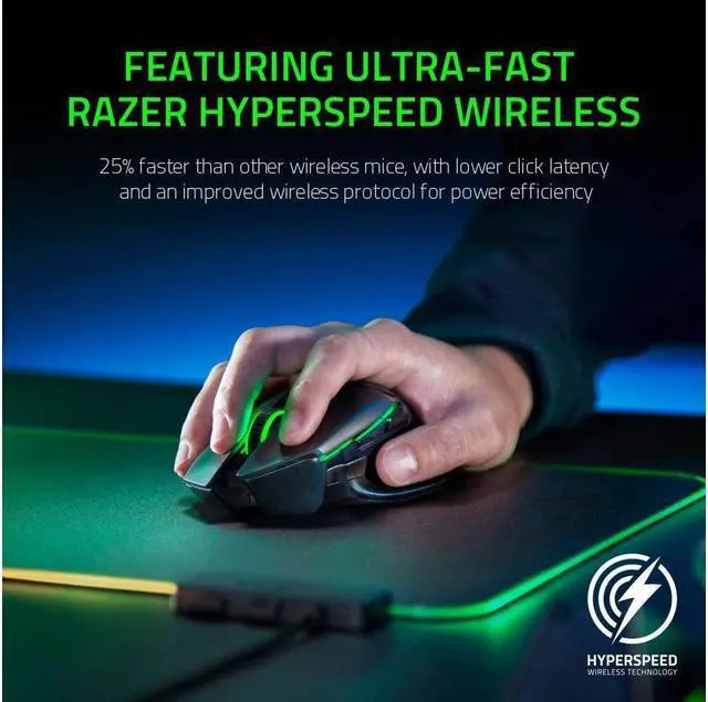 Alt view image 2 of 5 - Basilisk Ultimate HyperSpeed Wireless Gaming Mouse: Fastest Gaming Mouse Switch - 20K DPI Optical Sensor - Chroma RGB - 11 Programmable Buttons - 100 Hr Battery  Black