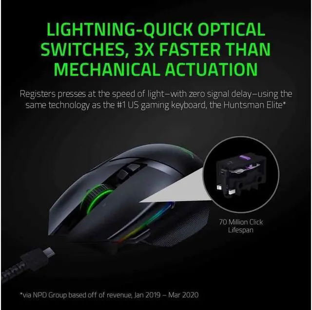 Alt view image 4 of 5 - Basilisk Ultimate HyperSpeed Wireless Gaming Mouse: Fastest Gaming Mouse Switch - 20K DPI Optical Sensor - Chroma RGB - 11 Programmable Buttons - 100 Hr Battery  Black