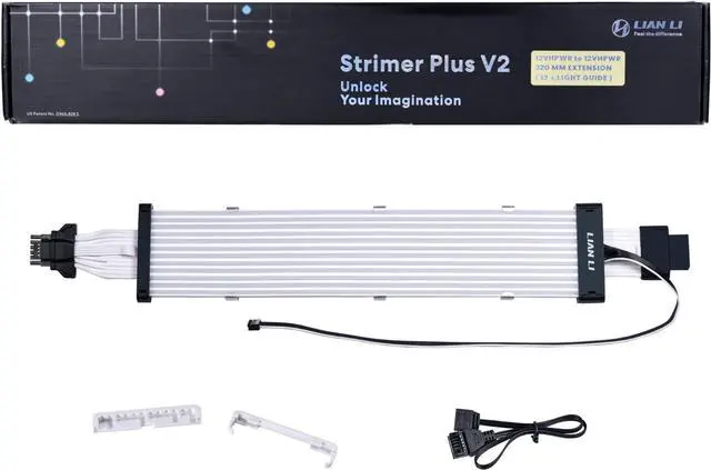 Alt view image 7 of 7 - LIAN-LI STRIMER PLUS V2 24 Pin and STRIMER PLUS V2 12VHPWR (12+4 pins to 12+4 pins) PW16-12PV2 Combo,Addressable RGB Power Extension Cable,Include Controller for L-Connect 3
