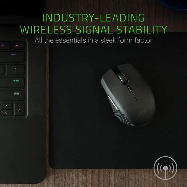 Alt view image 6 of 7 - Atheris Ambidextrous Wireless Mouse: 7200 DPI Optical Sensor - USB Wireless Receiver & Bluetooth Connection - Classic Black