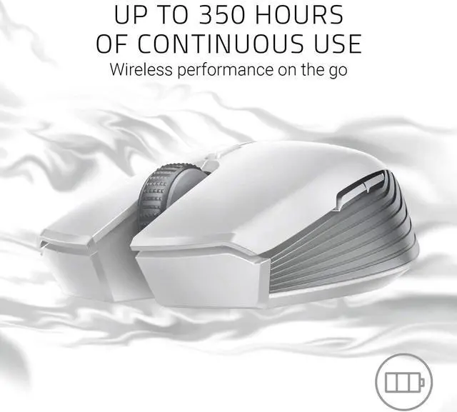 Alt view image 2 of 7 - Ambidextrous Wireless Mouse: 7200 DPI Optical Sensor - USB Wireless Receiver & Bluetooth Connection - Mercury White