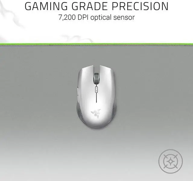 Alt view image 5 of 7 - Ambidextrous Wireless Mouse: 7200 DPI Optical Sensor - USB Wireless Receiver & Bluetooth Connection - Mercury White