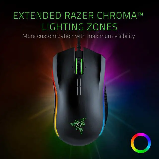 Alt view image 3 of 7 - Mamba Elite Advanced Ergonomics Wired eSports Gaming Mouse - 16,000 DPI 5G Optical Sensor - Chroma RGB - 9 Programmable Buttons - Mechanical Switches