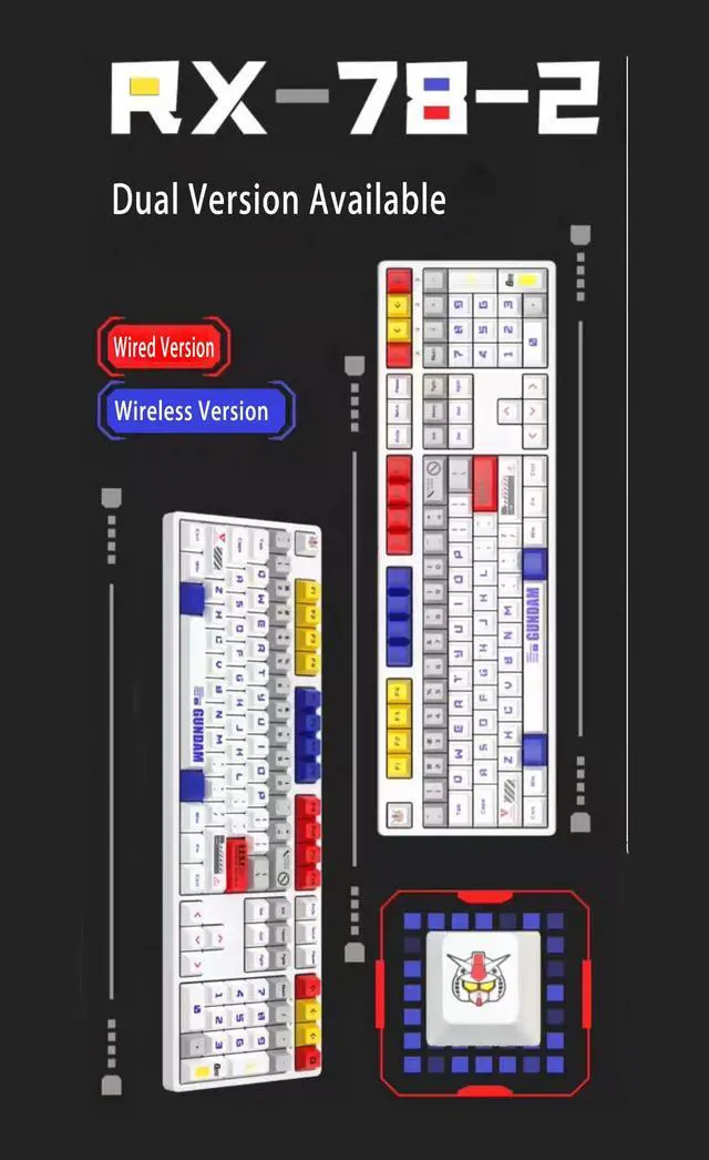 Alt view image 5 of 5 - iKBC Q GUNDAM RX-78-2 1.1 EFSF Limited Version 108 Keys 2.4G Wireless Mechanical Gaming Keyboard - Cherry MX Red