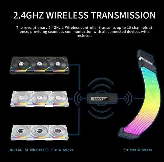 Alt view image 5 of 6 - LIAN-LI UNI Fan L-Wireless Controller for SL Wireless, TL Wireless & Strimer Wireless with PWM SATA Cable - Black