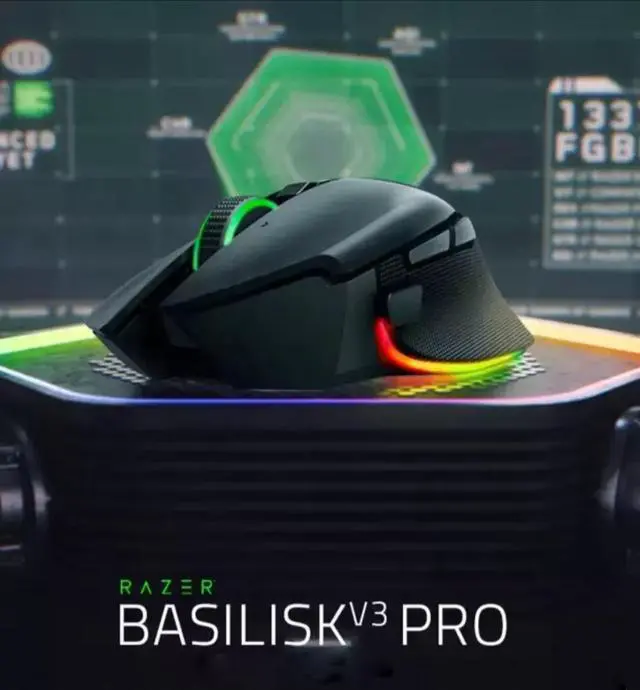 Alt view image 2 of 6 - Basilisk V3 Pro Customizable Ergonomic Gaming Mouse: - Optical Mouse Switches GEN-3 - Hyperscroll Tilt Wheel - 30K DPI Optical Sensor - 11 Programmable Buttons - Chroma RGB Lighting - Black