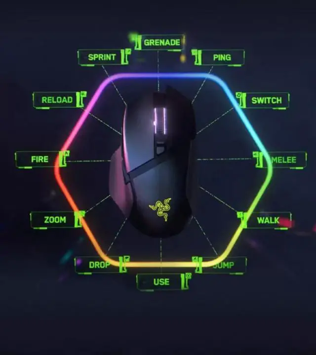 Alt view image 5 of 6 - Basilisk V3 Pro Customizable Ergonomic Gaming Mouse: - Optical Mouse Switches GEN-3 - Hyperscroll Tilt Wheel - 30K DPI Optical Sensor - 11 Programmable Buttons - Chroma RGB Lighting - Black
