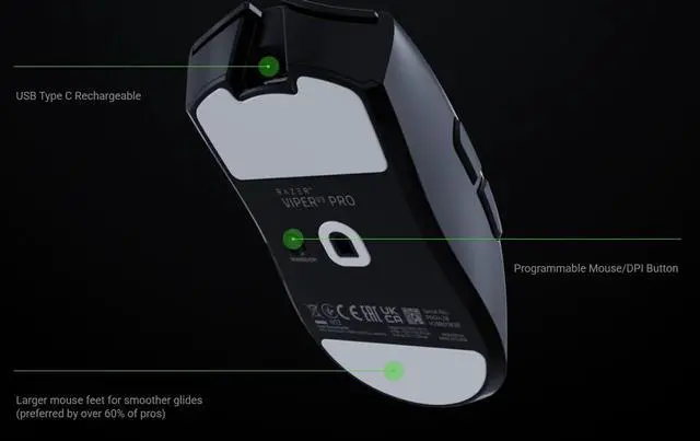 Alt view image 5 of 7 - Viper V3 Pro Wireless Gaming Mouse:35K DPI Optical Sensor - 54g Ultra-lightweight - 95 Hr Battery - 6 Programmable Buttons - Black