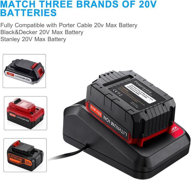 Alt view image 4 of 7 - 6000mAh 20 Volt Max Lithium Ion Battery + 20V Battery Charger for Porter Cable PCC680L PCC682L PCC685L PCC685LP PCC699L Black+Decker 20V MAX Lithium Battery LBXR20 LB2X4020-OPE