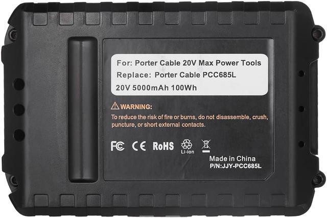 Alt view image 7 of 7 - 6000mAh 20 Volt Max Lithium Ion Battery + 20V Battery Charger for Porter Cable PCC680L PCC682L PCC685L PCC685LP PCC699L Black+Decker 20V MAX Lithium Battery LBXR20 LB2X4020-OPE