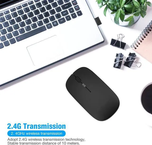 Alt view image 7 of 8 - 2.4GHz RGB Rechargeable Wireless Mouse Silent USB Mice for Computer PC Laptop US,Black