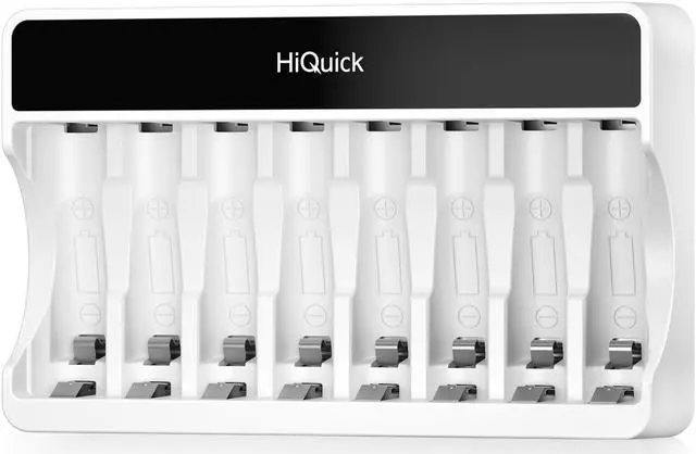 Alt view image 7 of 7 - HiQuick AAA AA Battery Charger, 8 Bay Independent Recharger LCD USB Input for Ni-MH Ni-CD Rechargeable Batteries