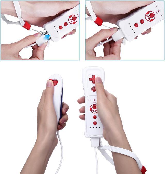 Alt view image 7 of 7 - Wireless Remote Controller for Nintendo Wii Games + Nunchuck Controller Combo Set + Silicone Case Sleeve with Wrist Strap Built Motion 2in1