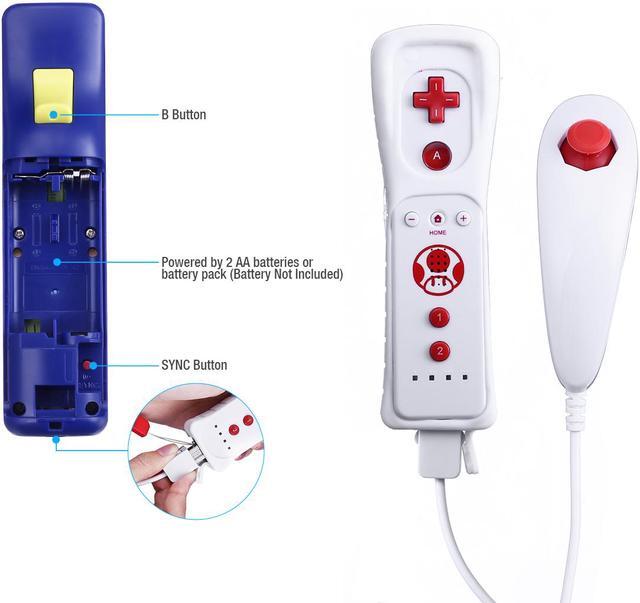 Alt view image 6 of 7 - Wireless Remote Controller for Nintendo Wii Games + Nunchuck Controller Combo Set + Silicone Case Sleeve with Wrist Strap Built Motion 2in1