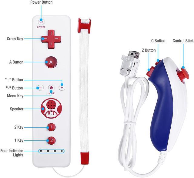 Alt view image 3 of 7 - Wireless Remote Controller for Nintendo Wii Games + Nunchuck Controller Combo Set + Silicone Case Sleeve with Wrist Strap Built Motion 2in1