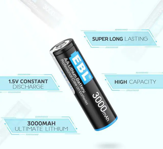 Alt view image 3 of 7 - EBL 3000mAh 1.5V AA Lithium Batteries - High Performance Constant Volt AA Battery for High-Tech Devices (Non-Rechargeable) 8-pack