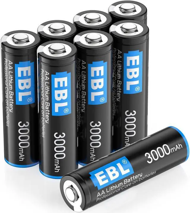Main image of EBL 3000mAh 1.5V AA Lithium Batteries - High Performance Constant Volt AA Battery for High-Tech Devices (Non-Rechargeable) 8-pack