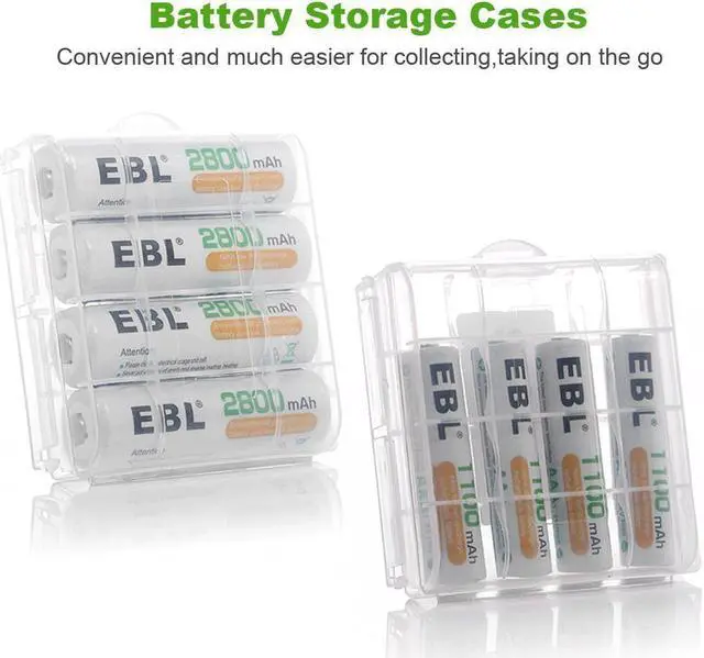 Alt view image 3 of 7 - EBL 8 Bay Battery Charger with 4pcs AA Rechargeable Batteries 2800mAh and 4pcs Ni-Mh AAA Batteries